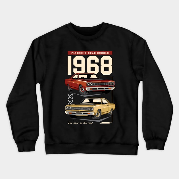 1968 Road Runner Car Crewneck Sweatshirt by milatees